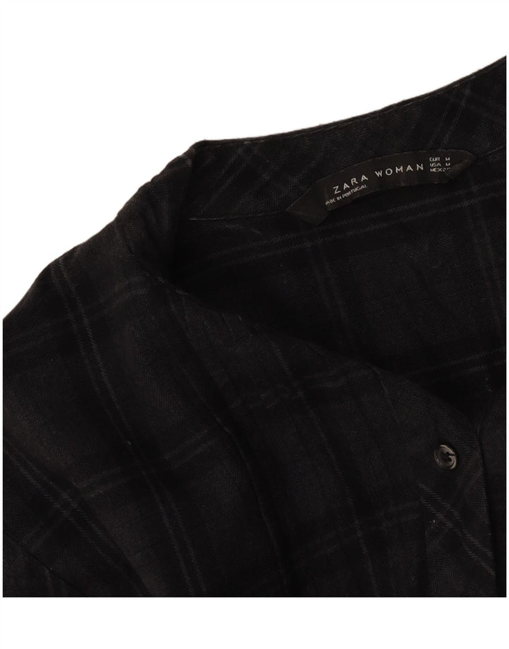 Zara Womens Long Sleeve Shift Dress UK 14 Medium Grey Check