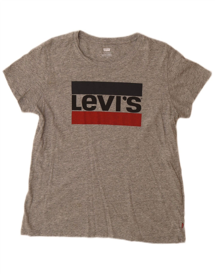 Levi's Womens Graphic T-Shirt Top UK 14 Large Grey Cotton