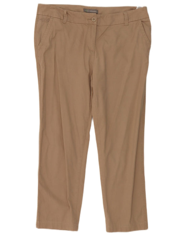 Marks & Spencer Womens Straight Cropped Trousers UK 14 Large W34 L25 Beige