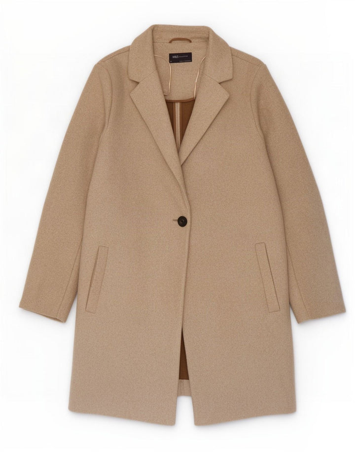 Marks & Spencer Womens Overcoat UK 18 XL Beige Cotton