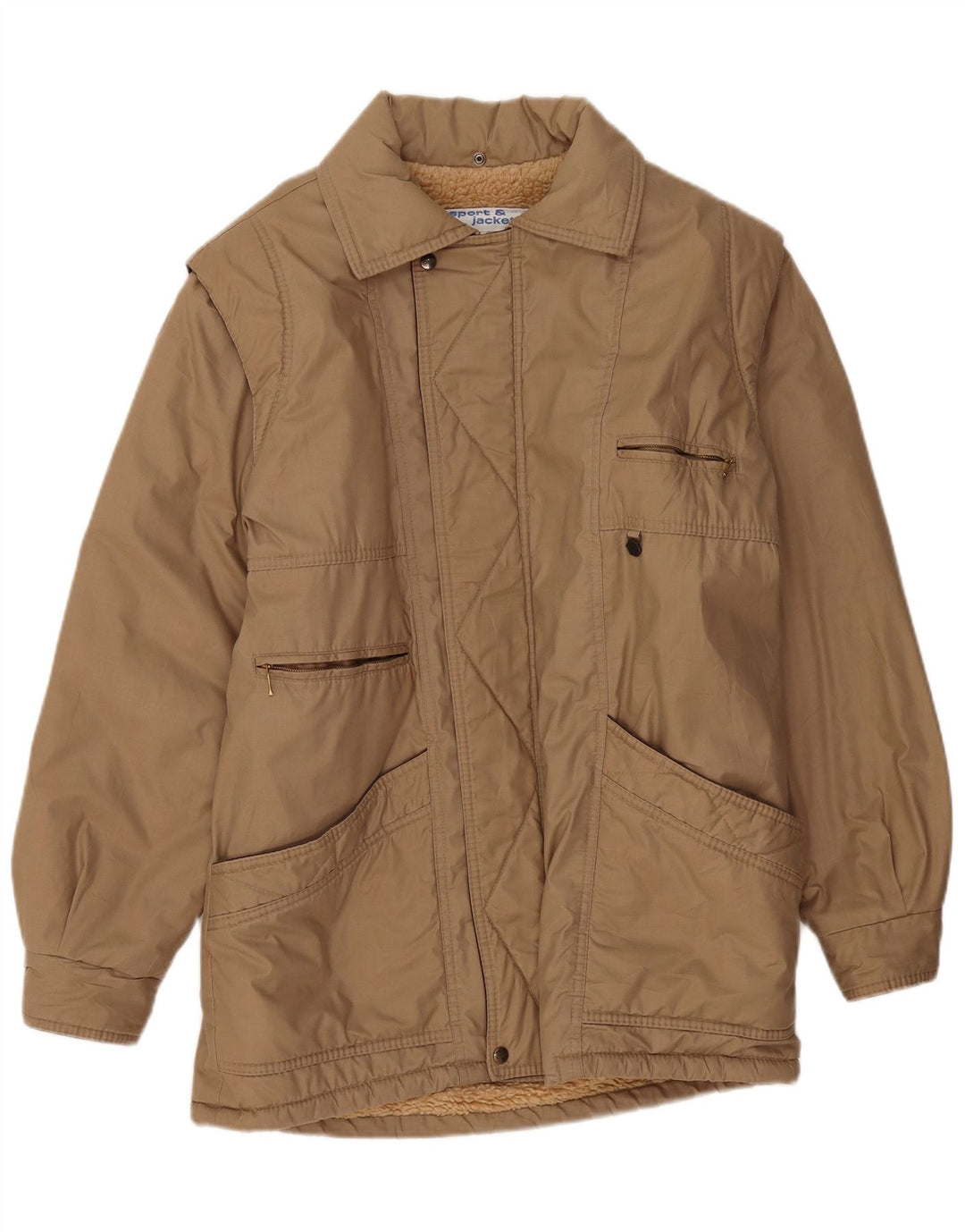Polbot Mens Sherpa Jacket UK 40 Large Beige Cotton