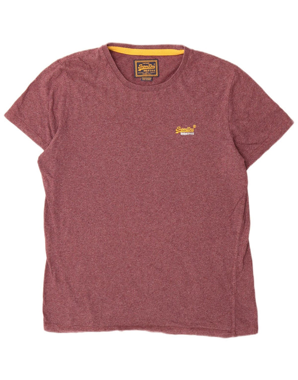 Superdry Mens T-Shirt Top XL Burgundy Cotton