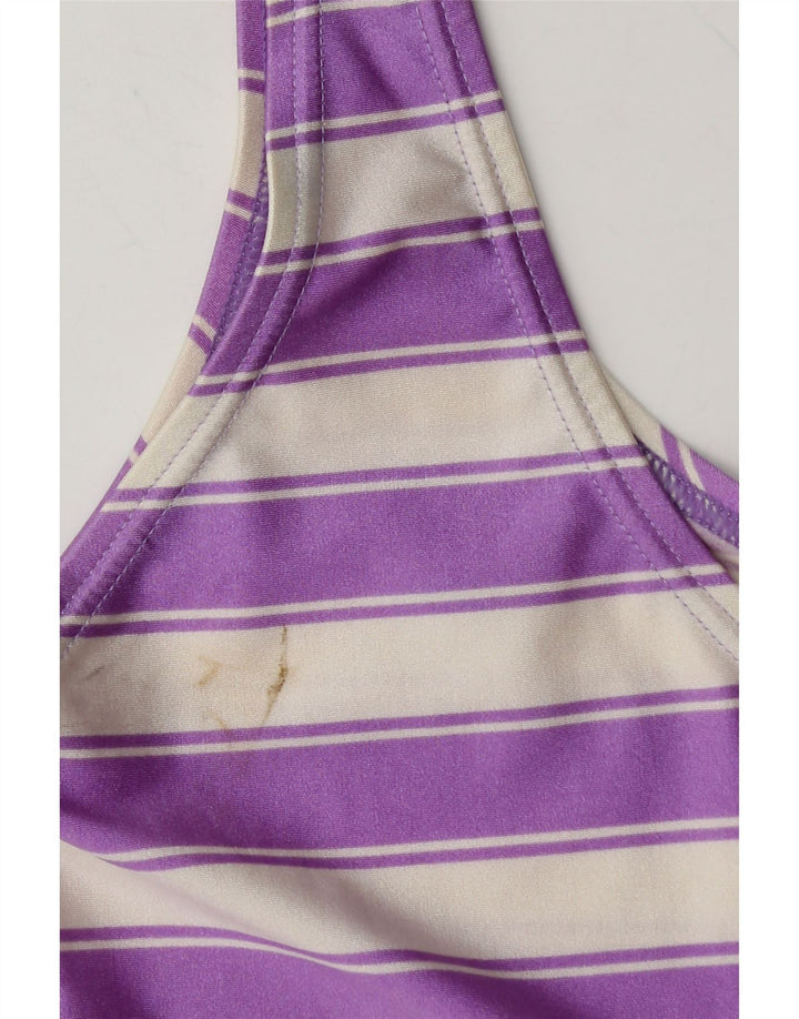 UNGARO Womens Sleeveless Shift Dress IT 46 Large Purple Striped Polyamide