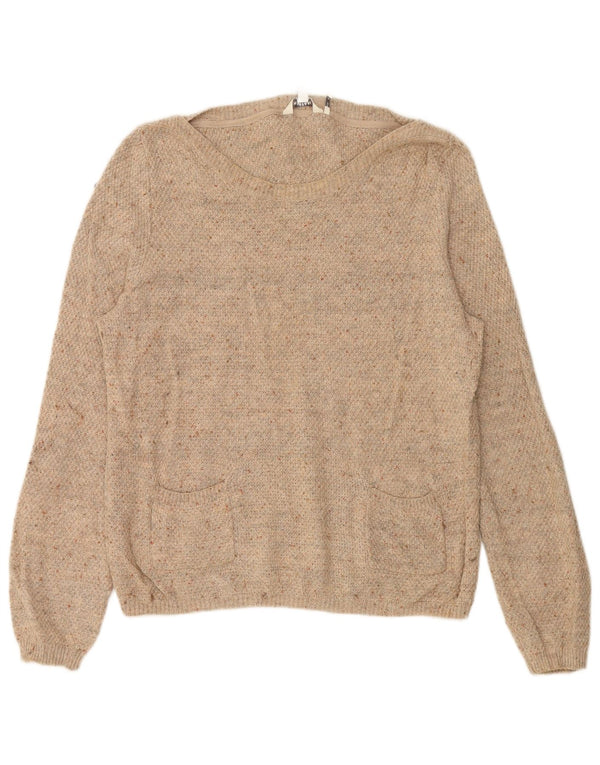 FAT FACE Womens Boat Neck Jumper Sweater UK 14 Large Beige