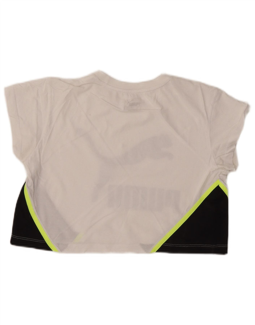 PUMA Womens Crop Oversized Graphic T-Shirt Top UK 2 2XS White Colourblock
