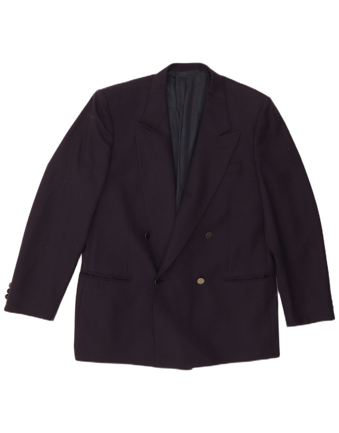 Lubiam Mens Double Breasted Blazer Jacket IT 54 2XL Navy Blue Virgin Wool