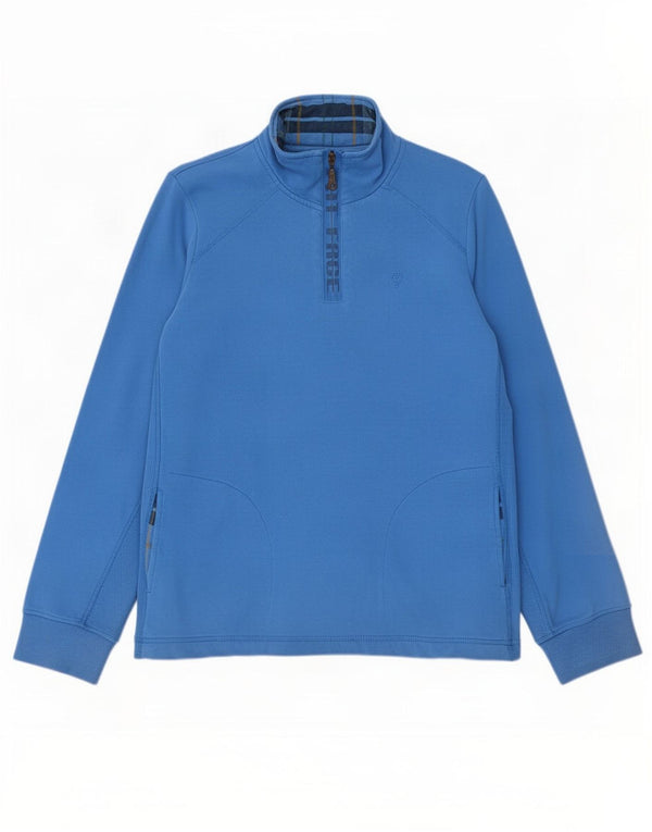 Fat Face Womens Graphic Zip Neck Sweatshirt Jumper UK 16 Large Blue Cotton