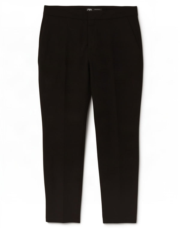 Zara Womens Slim Cropped Trousers EU 38 Small W30 L26 Black