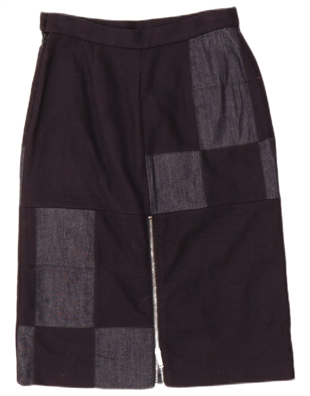 Iceberg Womens Midi Skirt IT 40 Small W26 Navy Blue Patchwork Nylon