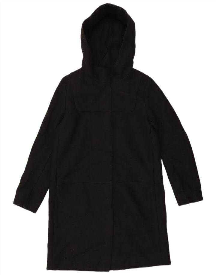 Cos Womens Hooded Overcoat EU 36 Small Black Wool