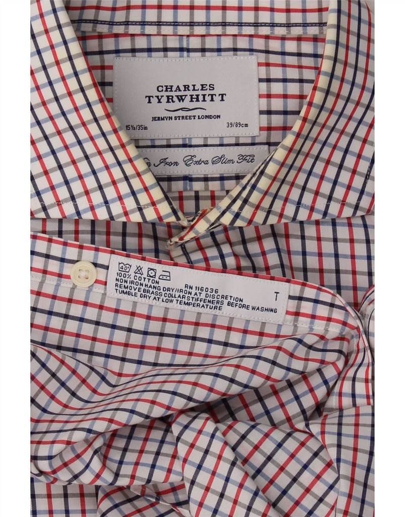 CHARLES TYRWHITT Mens Formal Shirt Size 15 1/2 39 Medium Red Check Cotton Vintage Charles Tyrwhitt and Second-Hand Charles Tyrwhitt from Messina Hembry 