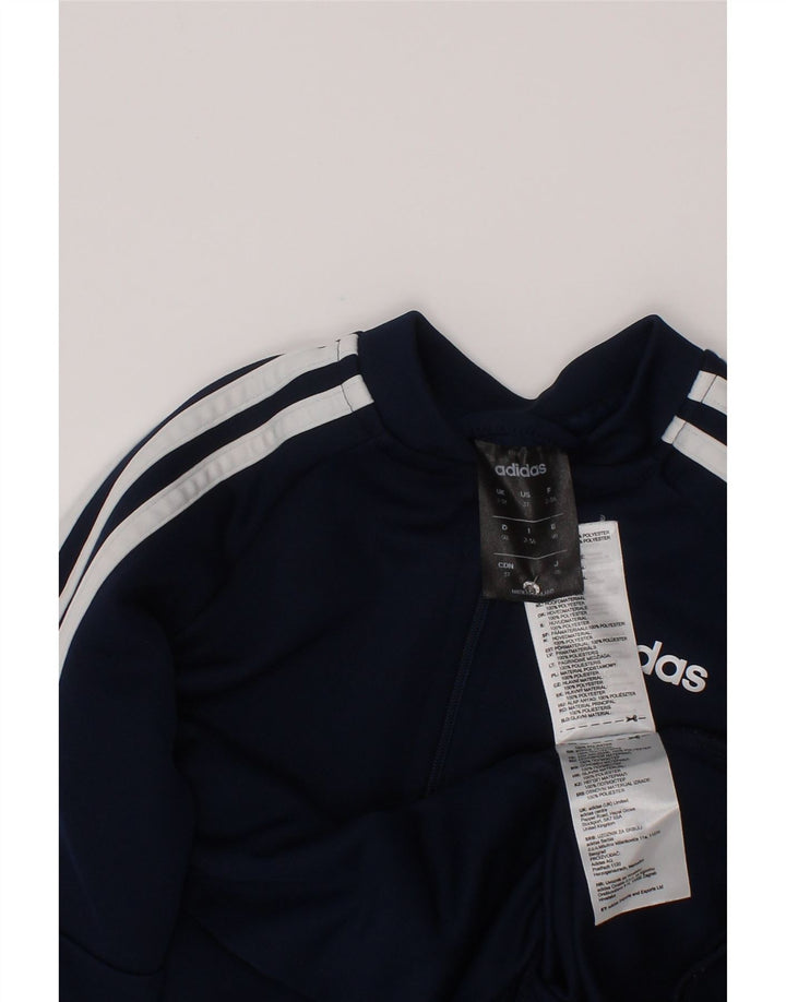 Adidas Boys Tracksuit Top Jacket 7-8 Years Navy Blue Polyester