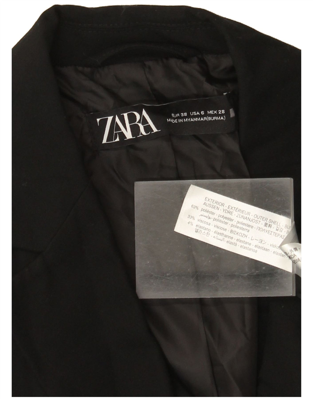 Zara Womens 1 Button Blazer Jacket EU 38 Small Black Polyester