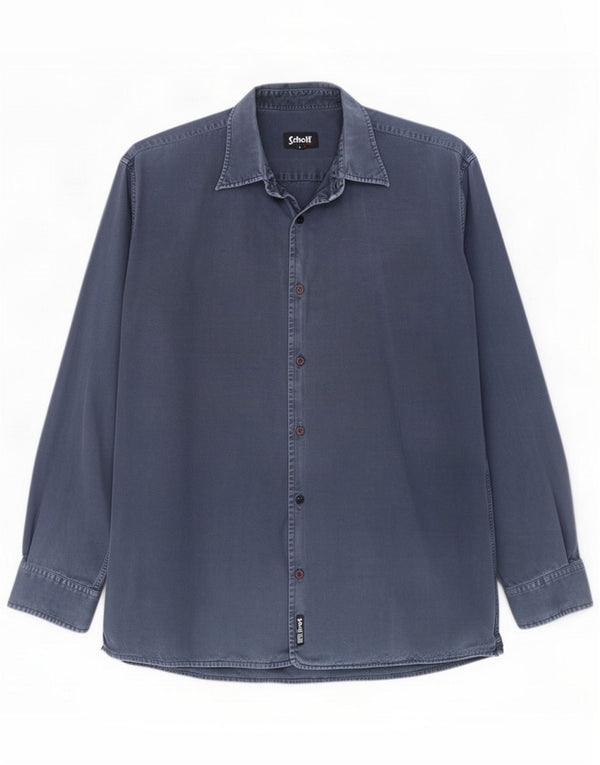 Schott Mens Shirt Large Blue Cotton