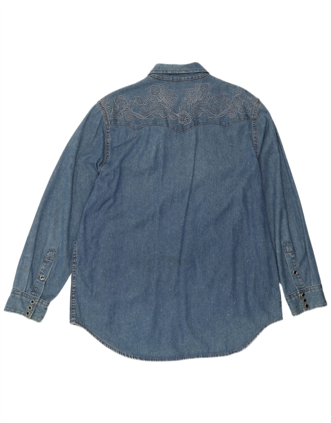 Etro Womens Oversized Denim Shirt IT 46 Large Blue Floral Cotton