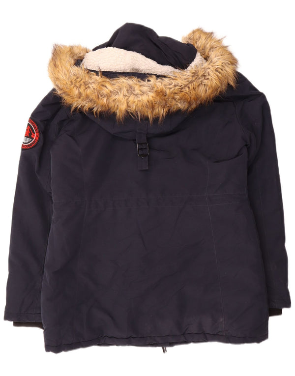 Superdry Womens Padded Ski Jacket UK 12 Medium Navy Blue Nylon