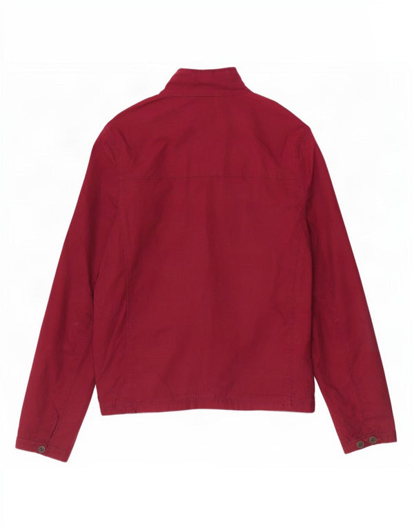 Tommy Hilfiger Mens Bomber Jacket UK 38 Medium Burgundy Cotton