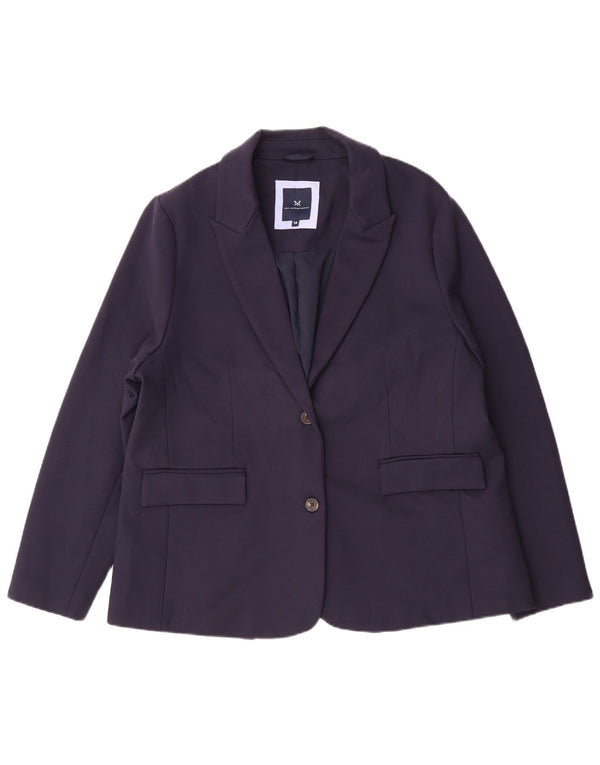 Crew Clothing Womens 2 Button Blazer Jacket UK 16 Large Navy Blue Viscose