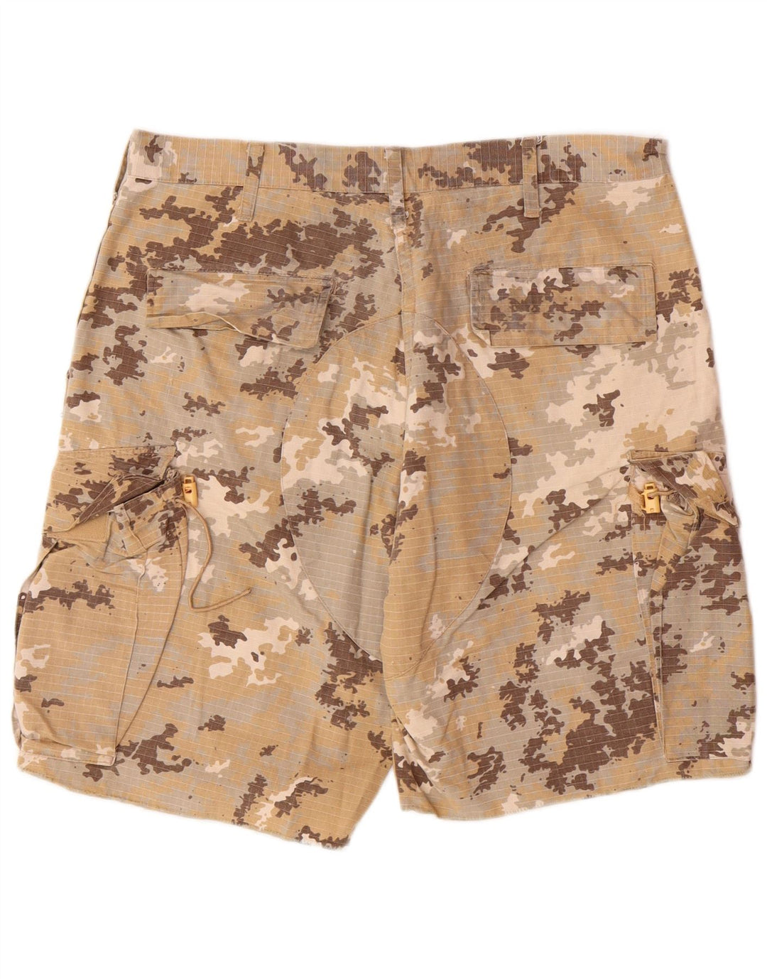 VINTAGE Mens Regular Cargo Shorts Medium W32  Beige Camouflage Cotton