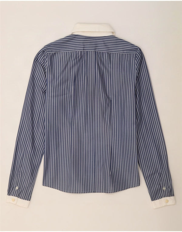 Dolce & Gabbana Womens Shirt Blouse IT 42 Medium Blue Pinstripe