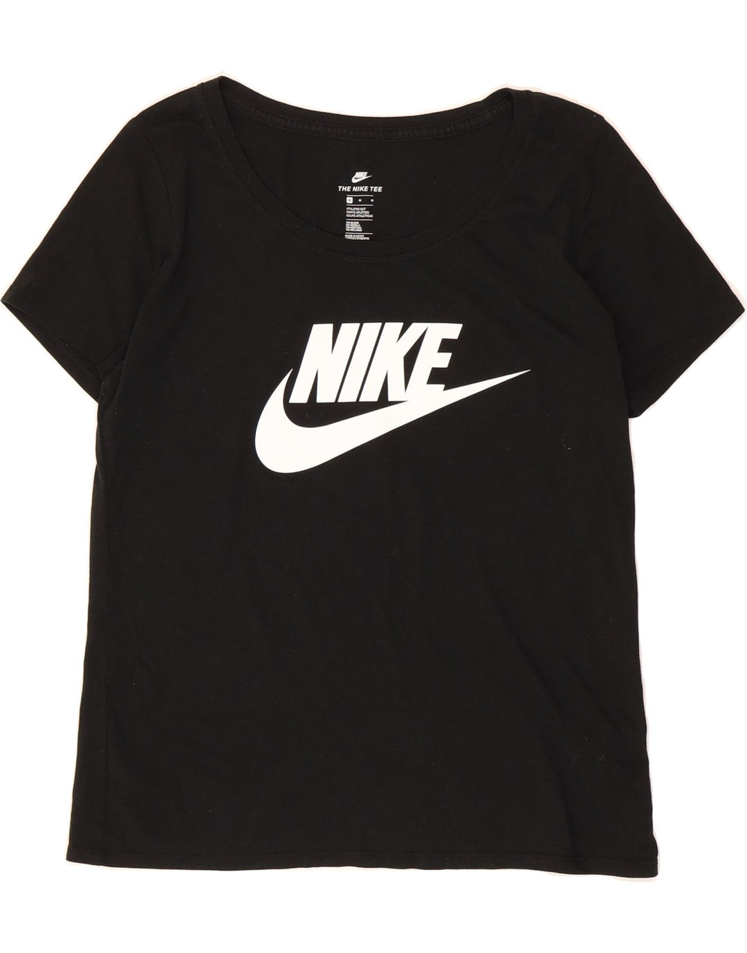 NIKE Womens Athletic Cut Graphic T-Shirt Top UK 14 Medium Black Polyester Vintage Nike and Second-Hand Nike from Messina Hembry 