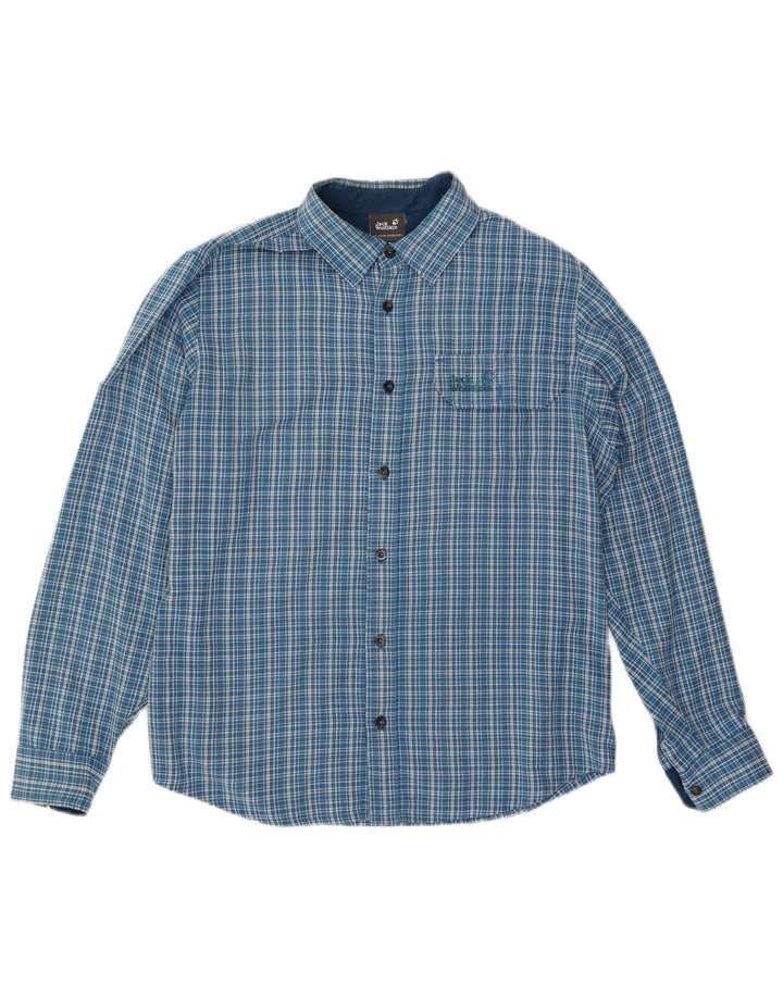 Jack Wolfskin Mens Flannel Shirt UK 36/38 Medium Blue Check