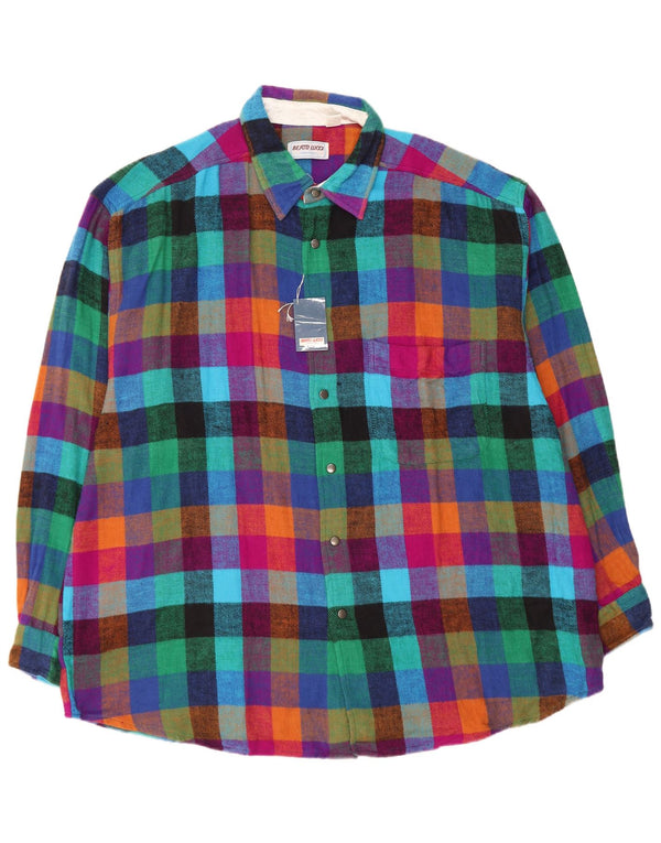 Berto Lucci Mens Loose Fit Flannel Shirt Size 16 Large Multicoloured Check