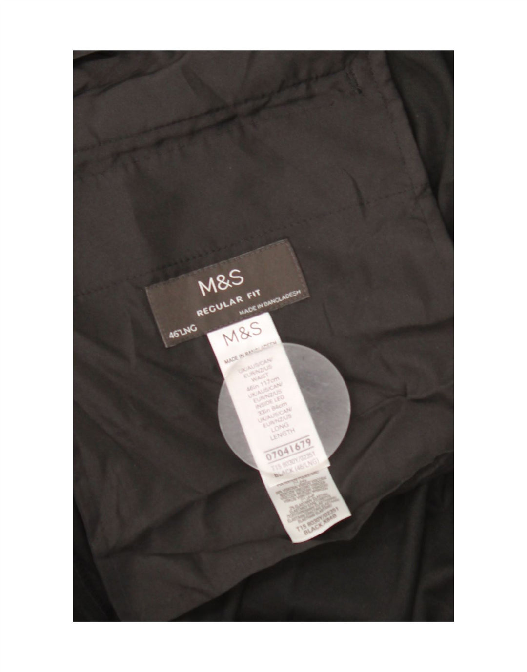 Marks & Spencer Mens Regular Fit Suit Trousers W46 L33 Black Polyester