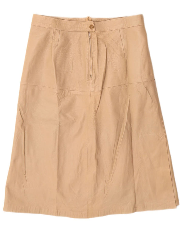 Vintage Womens High Waist Leather Skirt IT 46 Large W28 Beige