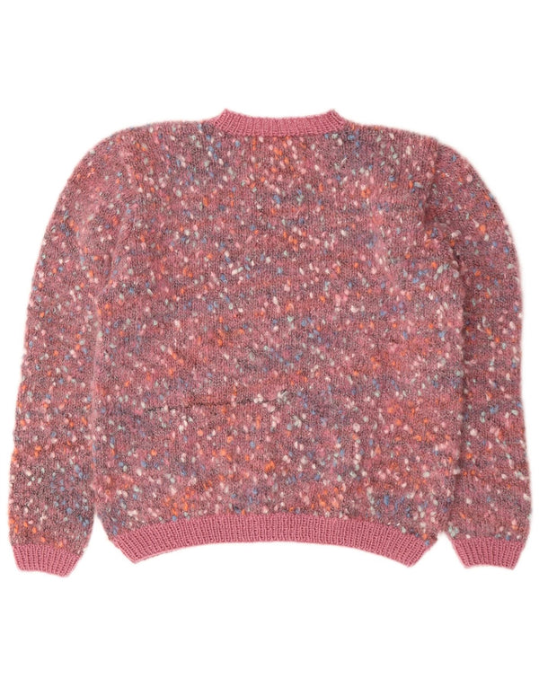 Vintage Womens Turtle Neck Jumper Sweater UK 14 Large Pink Flecked