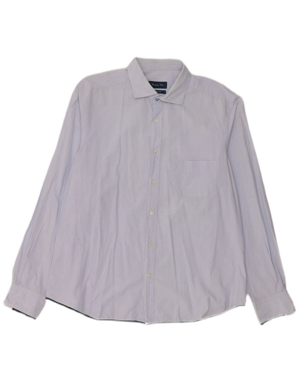 Massimo Dutti Mens Casual Fit Shirt 2XL Blue Pinstripe
