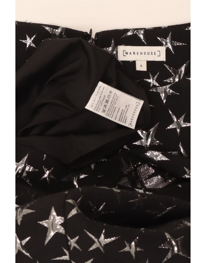 WAREHOUSE Womens Abstract Pattern Sheath Dress UK 8 Small  Black