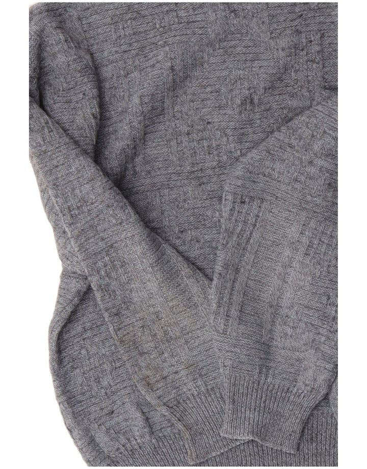 VINTAGE Mens Crew Neck Jumper Sweater Large Grey Acrylic