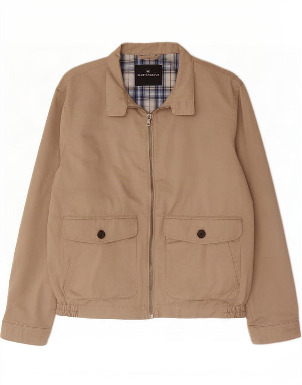Marks & Spencer Mens Blue Harbour Bomber Jacket UK 38 Medium Beige Cotton