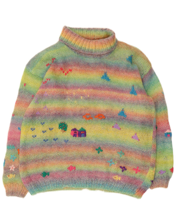 Vintage Womens Roll Neck Jumper Sweater UK 18 XL Multicoloured Striped