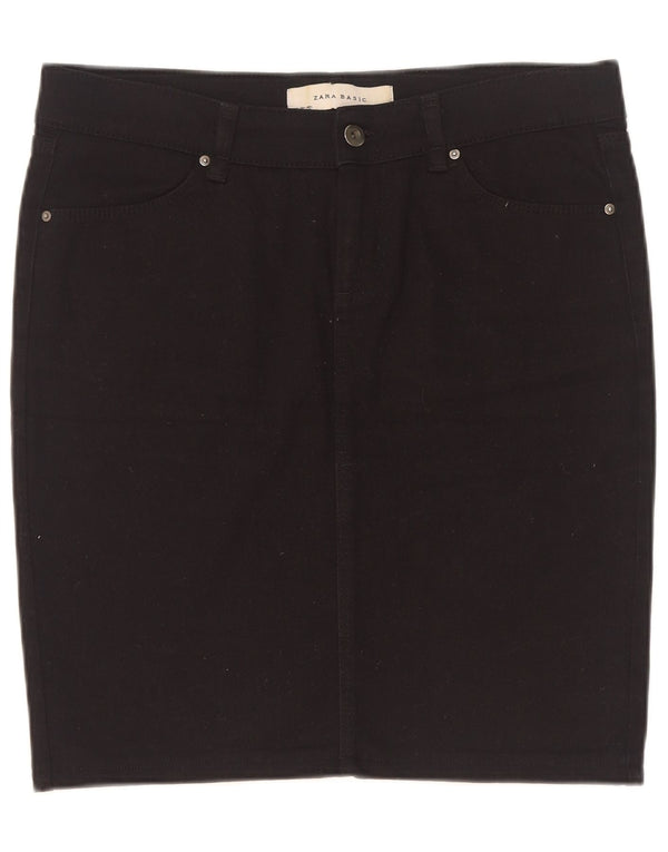 Zara Womens Denim Skirt Large W30 Black