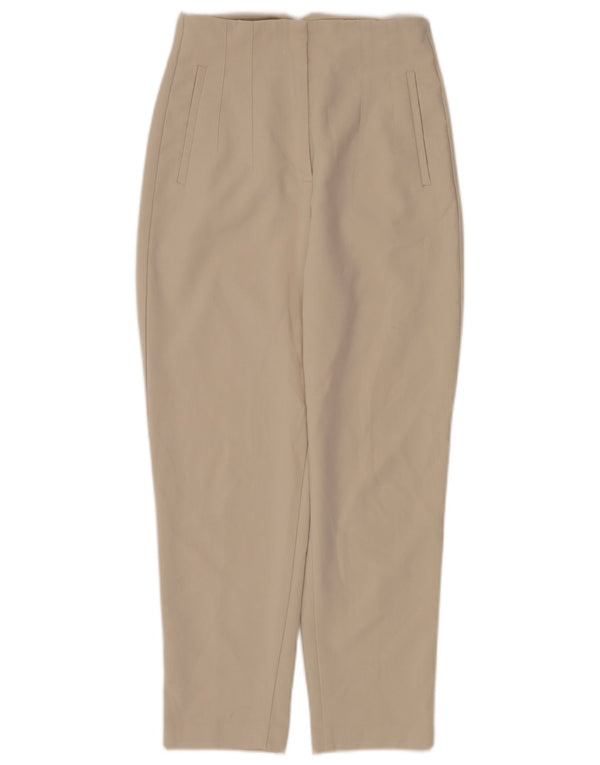 Zara Womens High Waist Tapered Suit Trousers Small W26 L26 Beige Polyester