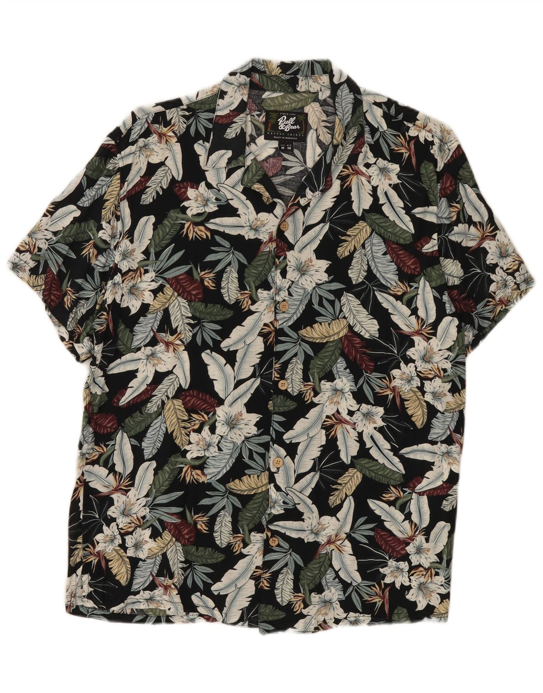 Pull & Bear Mens Hawaiian Short Sleeve Shirt Medium Multicoloured Floral