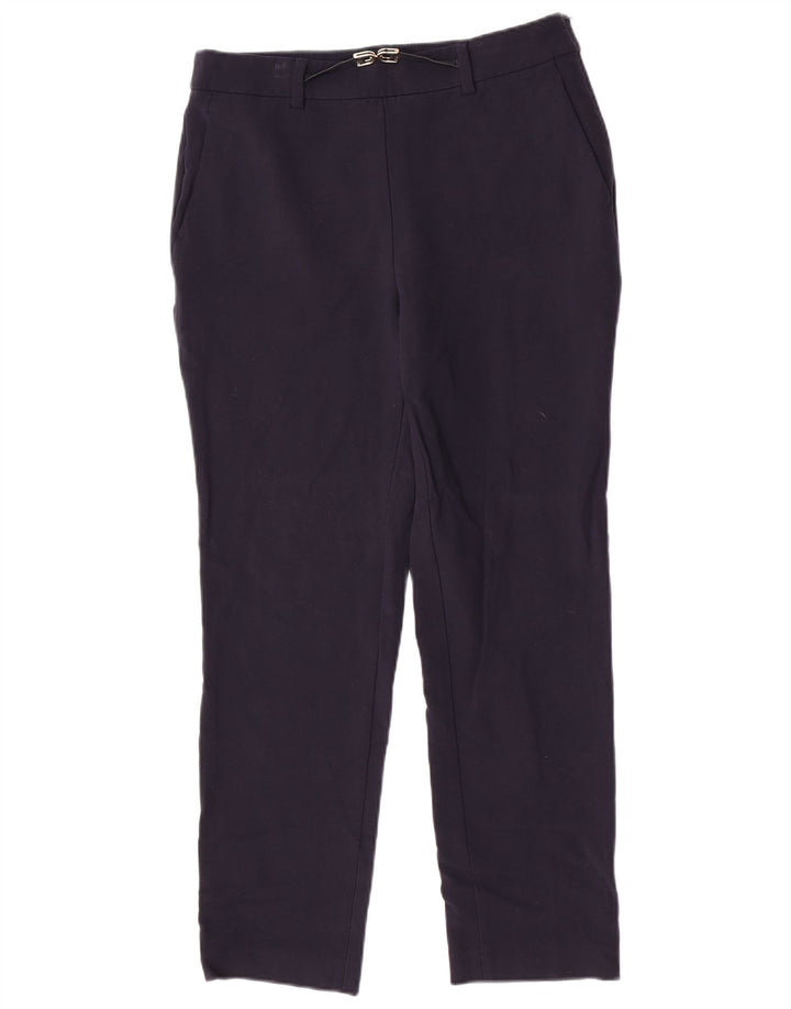 Massimo Dutti Womens Slim Suit Trousers EU 40 Medium W30 L27 Navy Blue Wool
