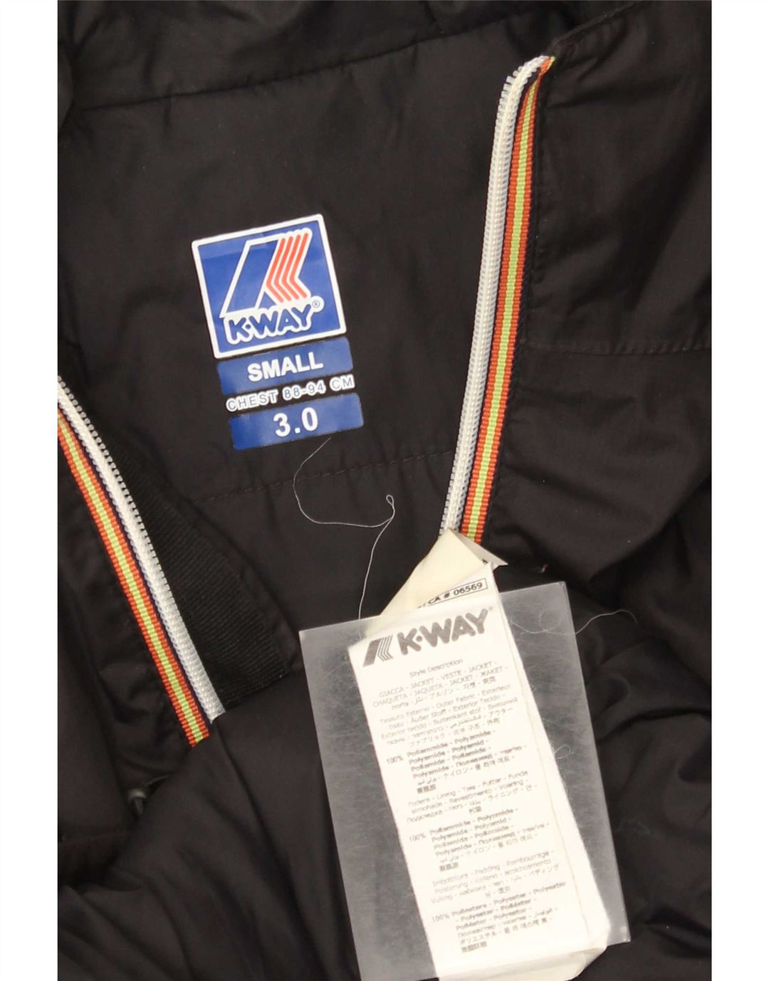 K-Way Womens Hooded Oversized Rain Jacket UK 10 Small Black Polyamide