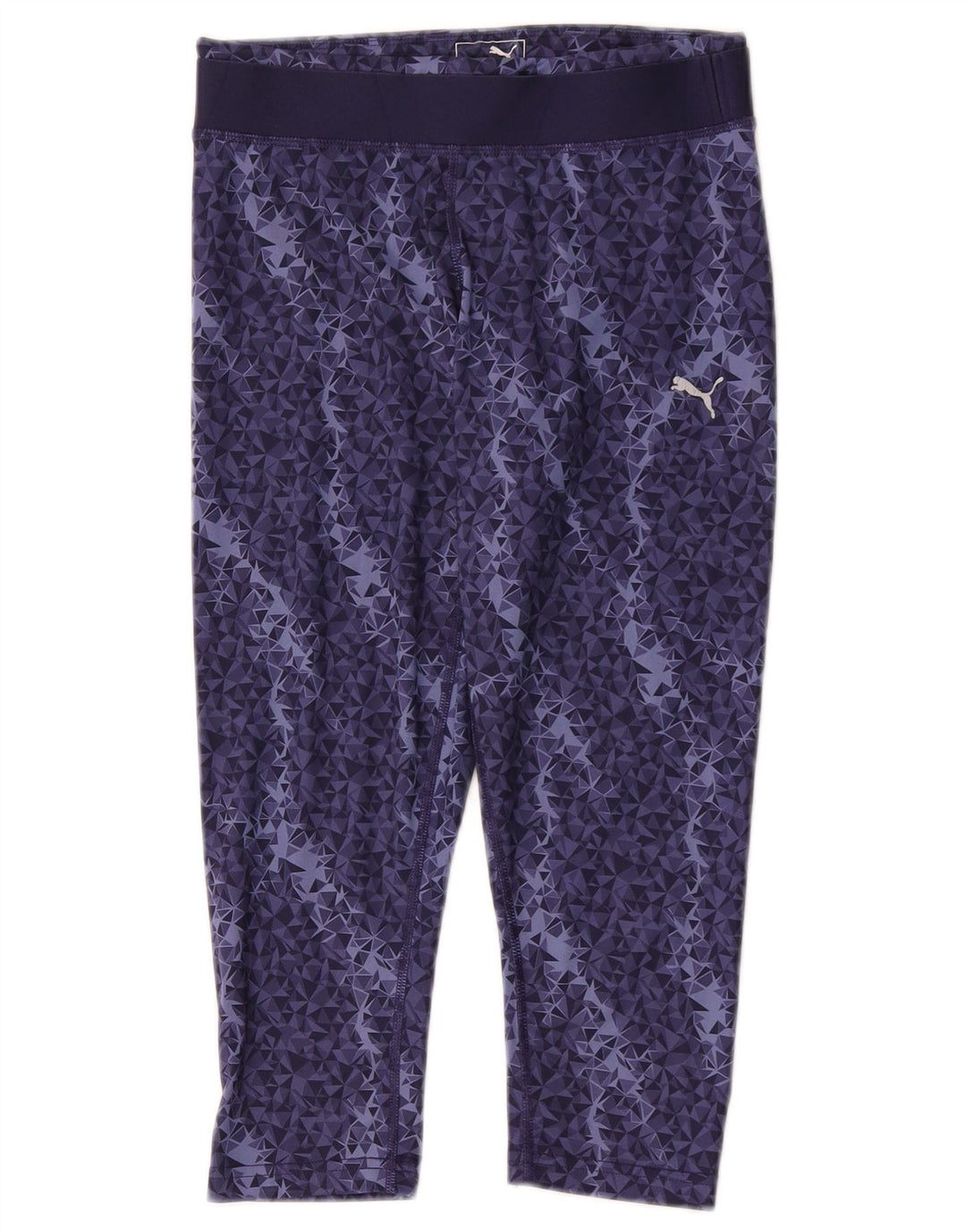 Puma Womens Capri Leggings UK 10 Small Navy Blue Geometric Polyester