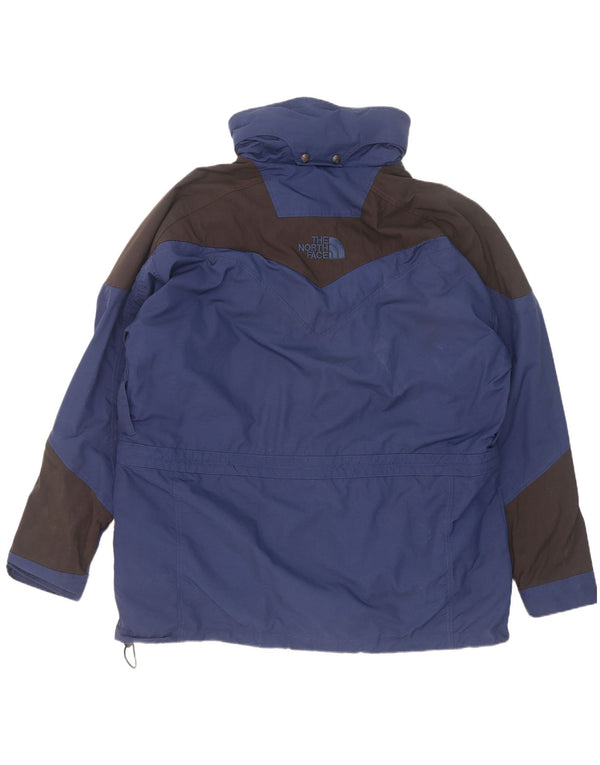 The North Face Mens Hooded Rain Jacket UK 42 XL Blue Colourblock