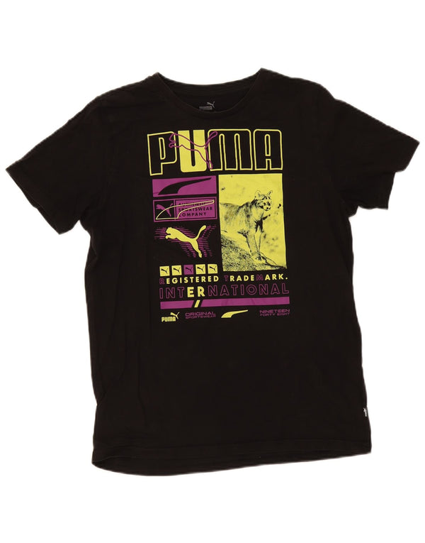 Puma Mens Graphic T-Shirt Top Small Black Cotton