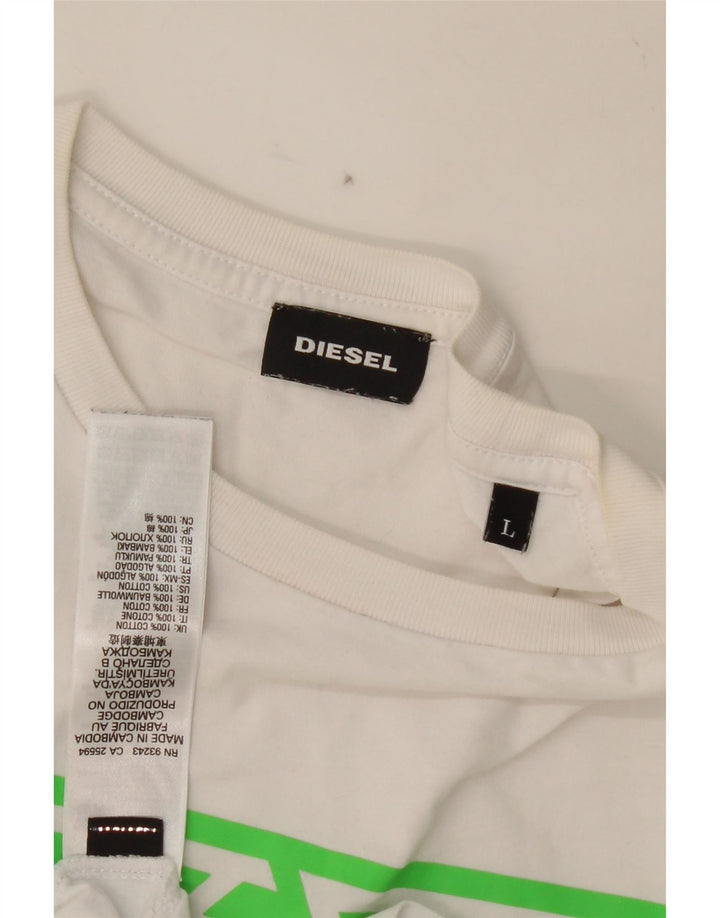 DIESEL Mens Graphic T-Shirt Top Large White Cotton Vintage Diesel and Second-Hand Diesel from Messina Hembry 