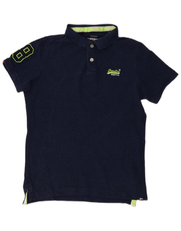 Superdry Mens Graphic Polo Shirt XL Navy Blue Cotton