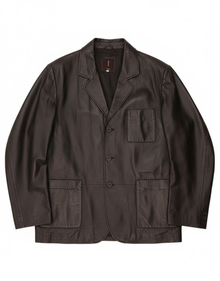 Conbipel Mens Leather Jacket IT 56 2XL Black Leather