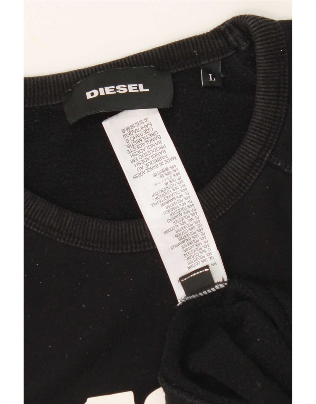 Diesel Mens Graphic Sweatshirt Jumper Large Black Cotton
