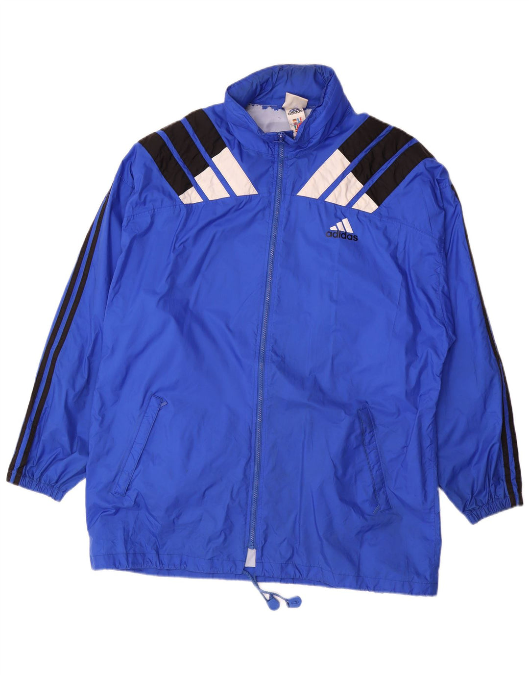 Adidas Mens Rain Jacket UK 44/46 Large Blue Colourblock Polyamide