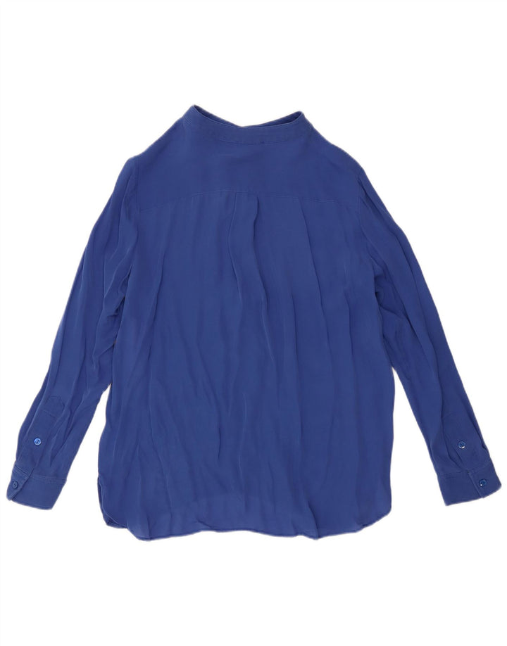 Luisa Spagnoli Womens Long Sleeve Blouse Top UK 14 Medium Blue Silk