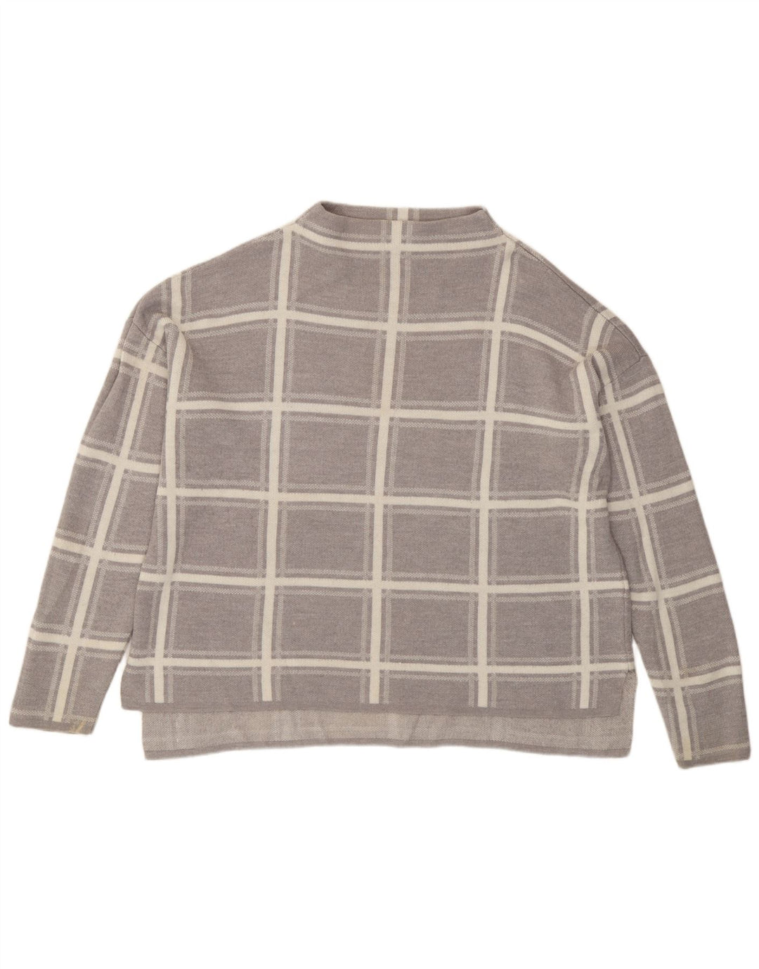 Marks & Spencer Womens Crew Neck Jumper Sweater UK 16 Large Grey Check